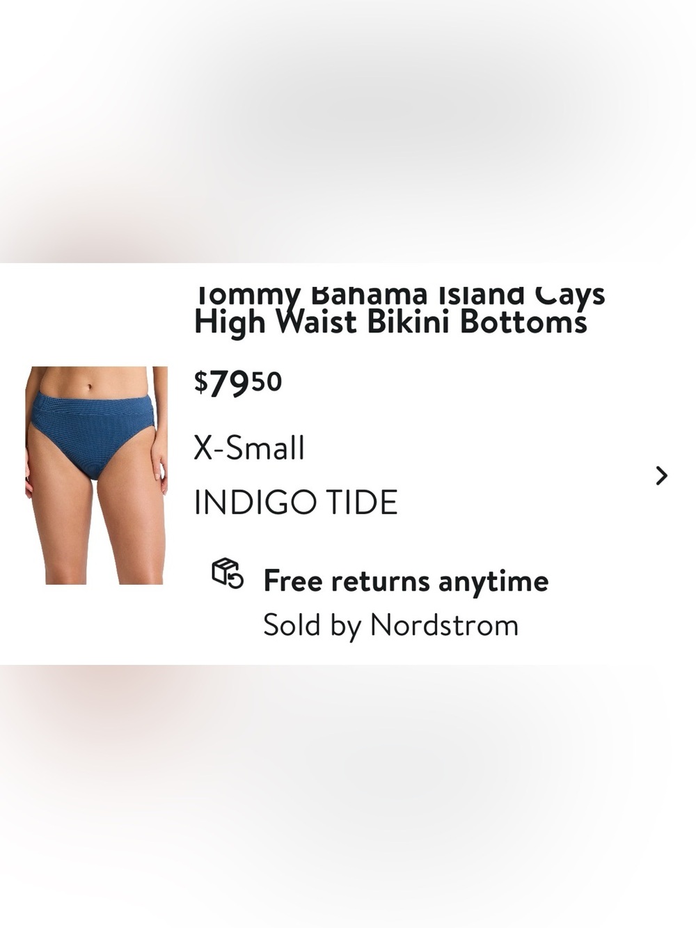 Tommy Bahama Island Cays High Waist Bikini Bottoms Indigo Tide Blue - Picture 3 of 8